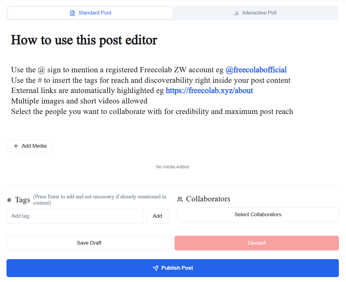 Community post editor