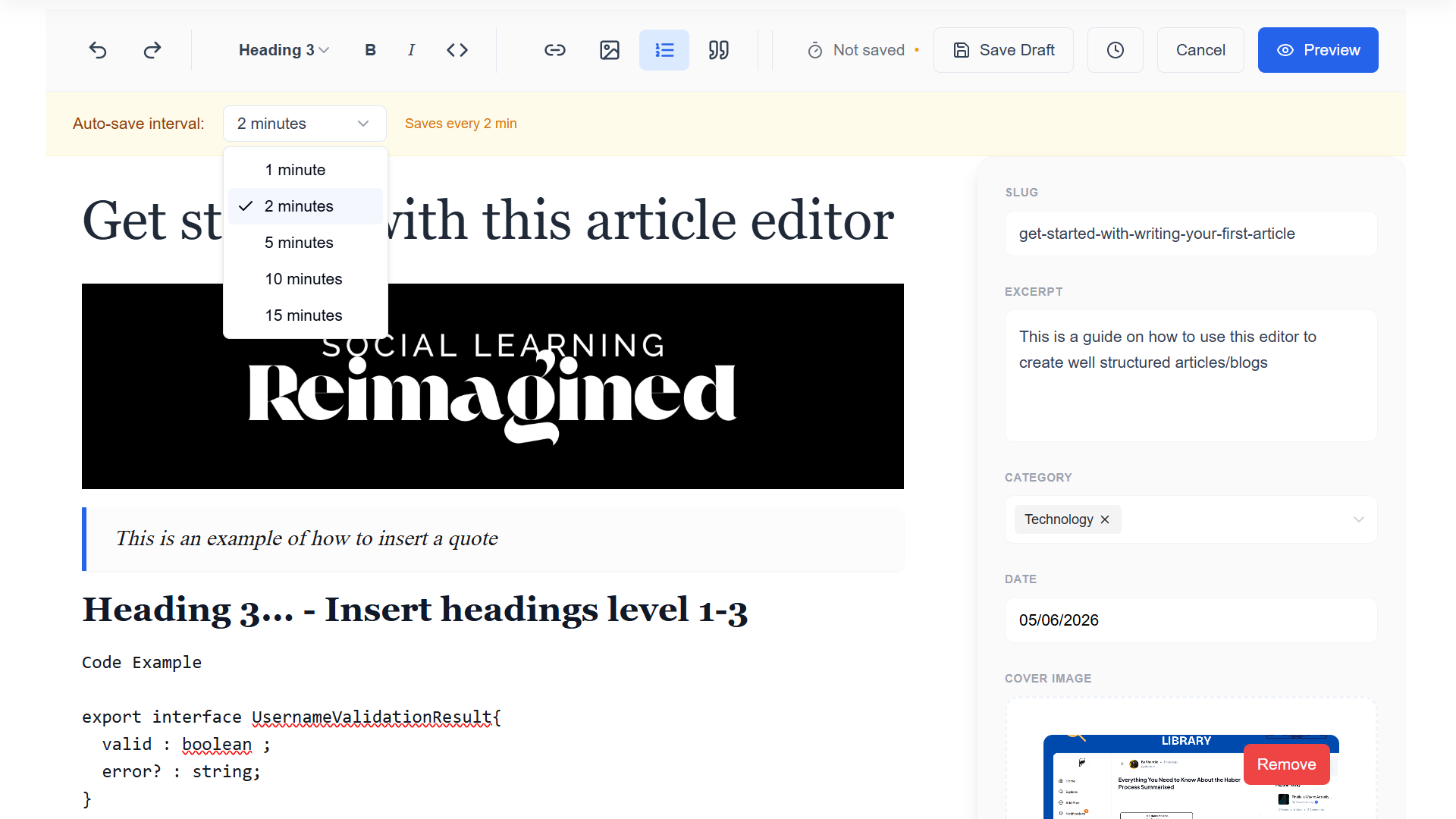 Blog editor
